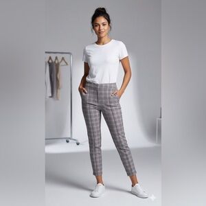Byron Lars Beauty Mark Plaid Pants Floral Side Trim Tailored Ankle 2